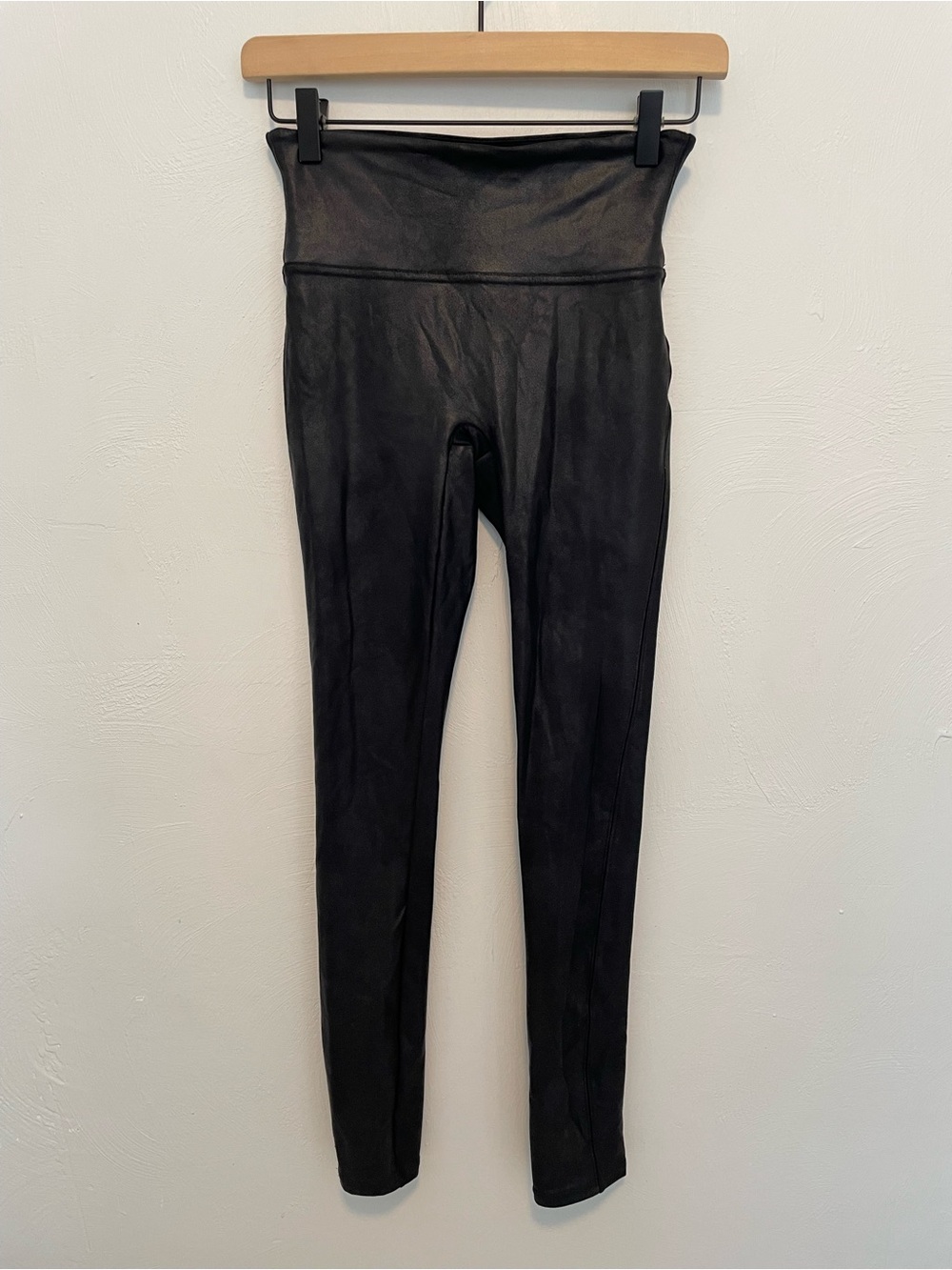 SPANX Black High-Waist Faux-Leather Leggings Women’s Size S/P